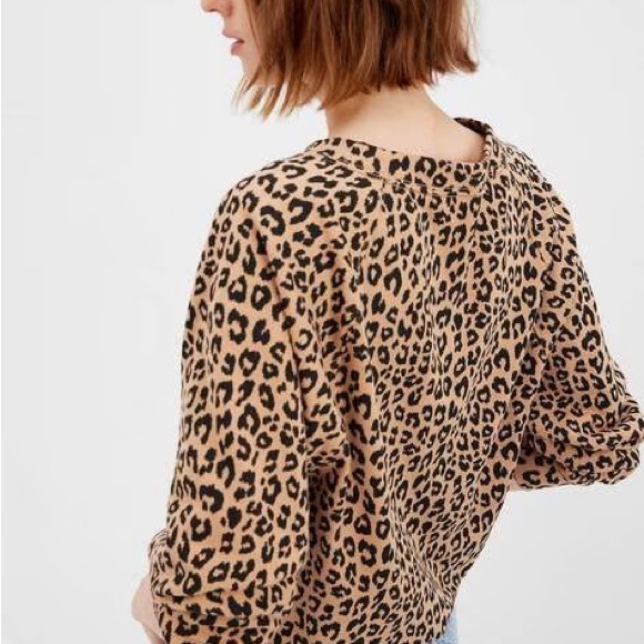 GAP Women's Logo Leopard Print Sweatshirt - Brown and Black Size XXS NEW - Picture 7 of 12